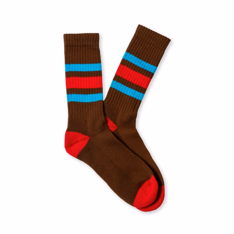Brown - Red & Azure Stripes